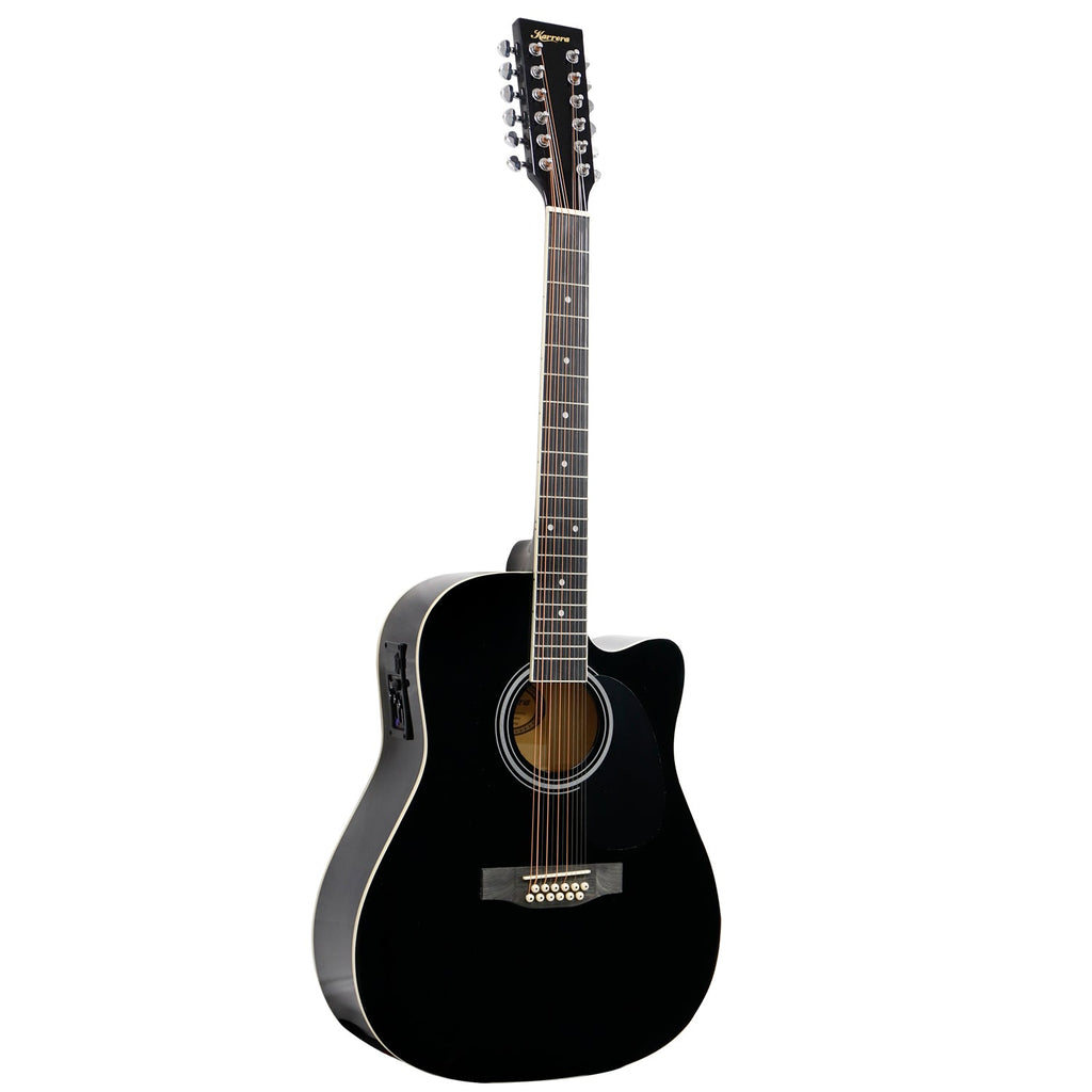 NNEDPE 12-String Acoustic Guitar with EQ - Black-0