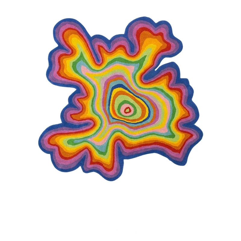 Creative Design Living Room Decoration Carpet Irregular Rainbow Rugs for Bedroom Fluffy Soft Dopamine Plush Rug Home Thick Mat Carpet Forest ins Store