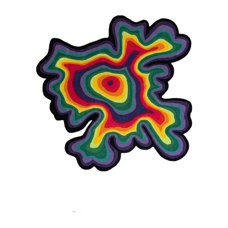 Creative Design Living Room Decoration Carpet Irregular Rainbow Rugs for Bedroom Fluffy Soft Dopamine Plush Rug Home Thick Mat Carpet Forest ins Store