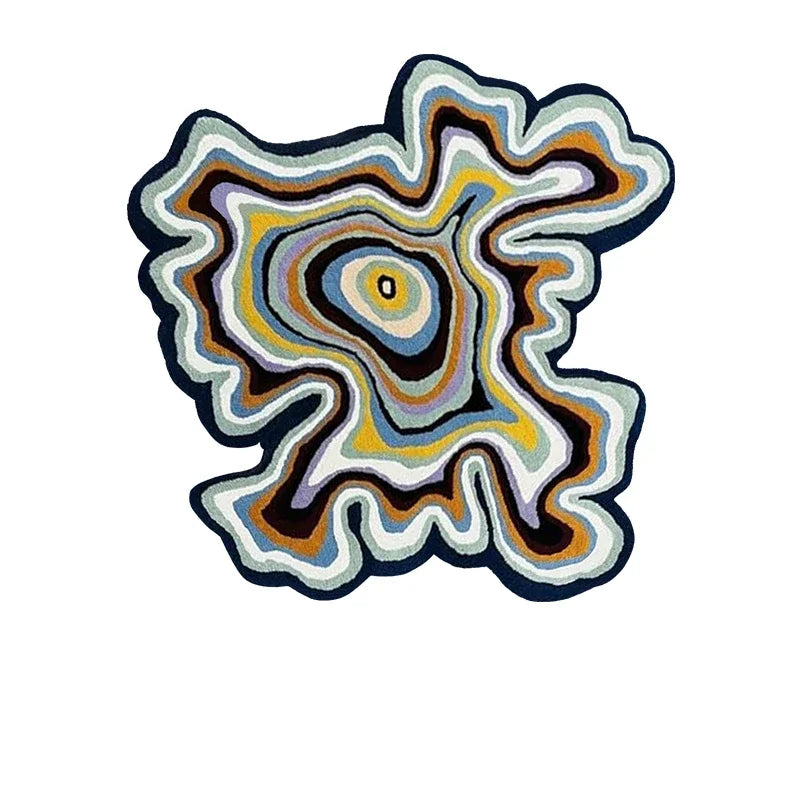 Creative Design Living Room Decoration Carpet Irregular Rainbow Rugs for Bedroom Fluffy Soft Dopamine Plush Rug Home Thick Mat Carpet Forest ins Store