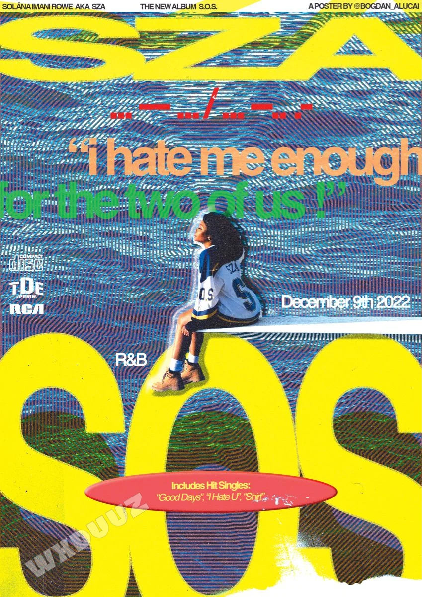 European and American Popular Female Star Pop Singer Sza Personal Photo Music Album Cover Poster Retro Home Decor Gift Wall Art Art Decoration Poster Store