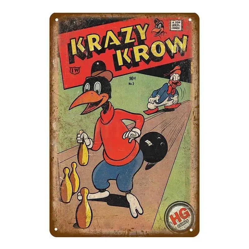 Vintage Comic Mouse Metal Signs Sign Poster Pub Plaque Metal Retro Children's Room Home Bedroom Living Room Wall Art Decor MetalWorks Depot Store