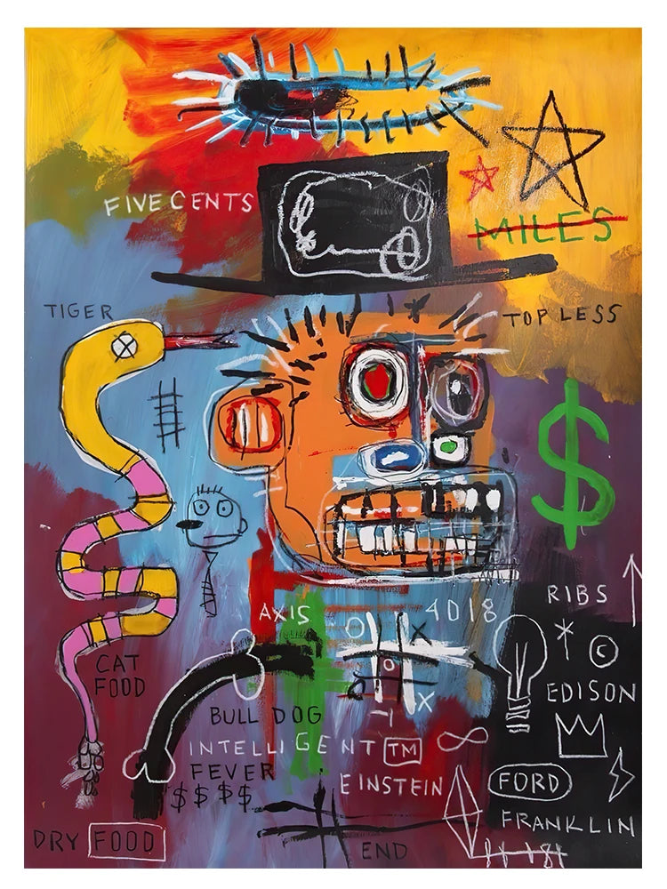 Graffiti Artist Jean Michel Abstract Canvas Art Poster and Print Canvas Paintings on The Wall for Living Room Home Decor Picture Fashion Canvas Painting Store