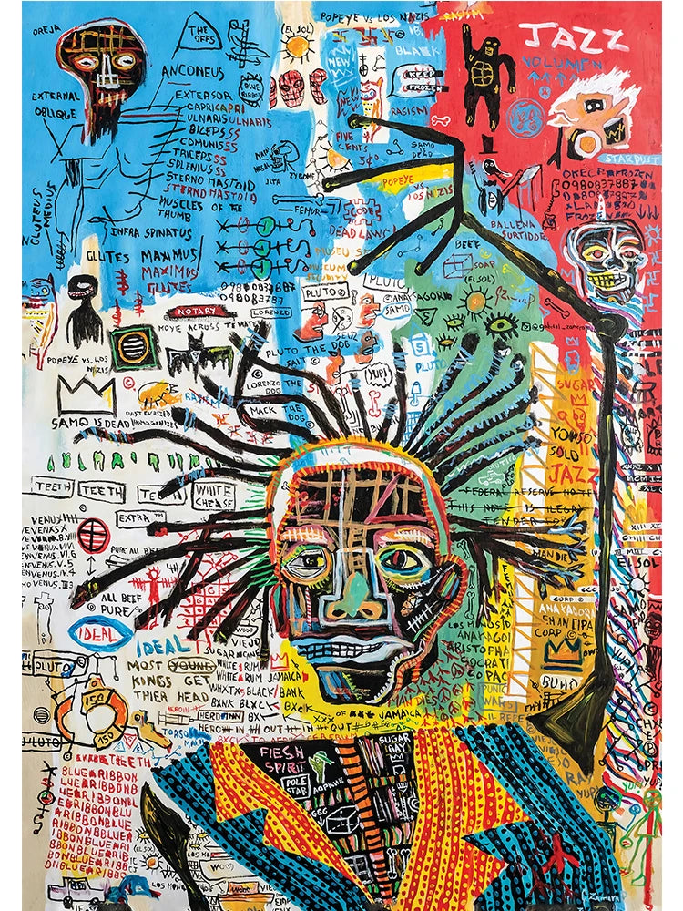 Graffiti Artist Jean Michel Abstract Canvas Art Poster and Print Canvas Paintings on The Wall for Living Room Home Decor Picture Fashion Canvas Painting Store