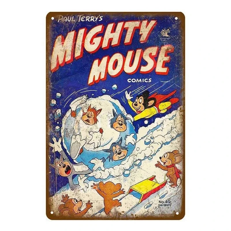 Vintage Comic Mouse Metal Signs Sign Poster Pub Plaque Metal Retro Children's Room Home Bedroom Living Room Wall Art Decor MetalWorks Depot Store
