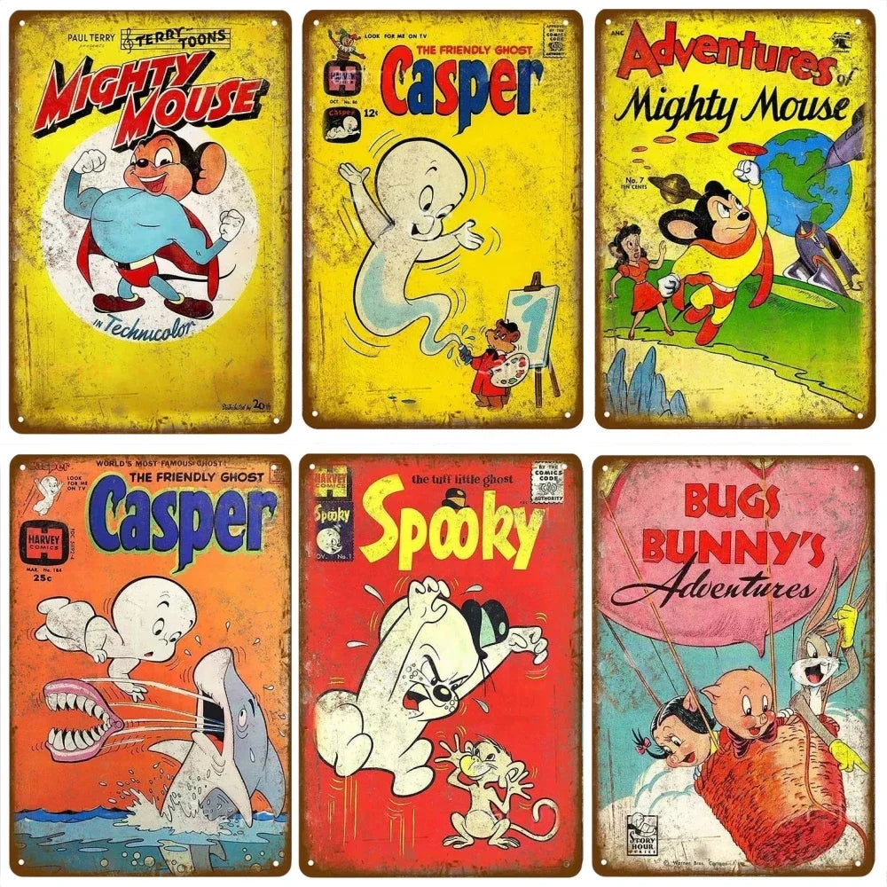 Vintage Comic Mouse Metal Signs Sign Poster Pub Plaque Metal Retro Children's Room Home Bedroom Living Room Wall Art Decor MetalWorks Depot Store