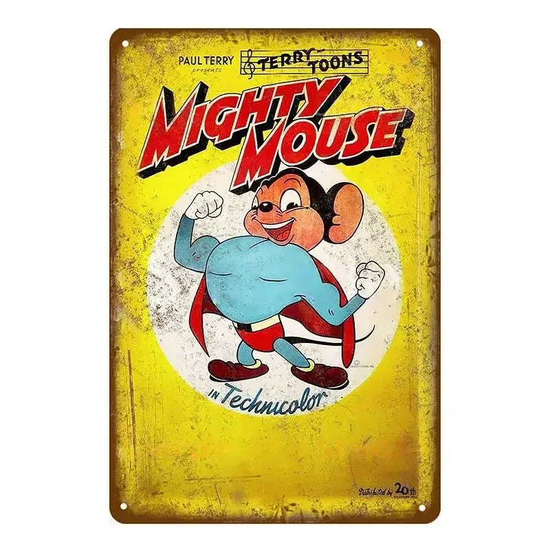 Vintage Comic Mouse Metal Signs Sign Poster Pub Plaque Metal Retro Children's Room Home Bedroom Living Room Wall Art Decor MetalWorks Depot Store