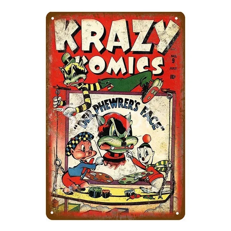 Vintage Comic Mouse Metal Signs Sign Poster Pub Plaque Metal Retro Children's Room Home Bedroom Living Room Wall Art Decor MetalWorks Depot Store