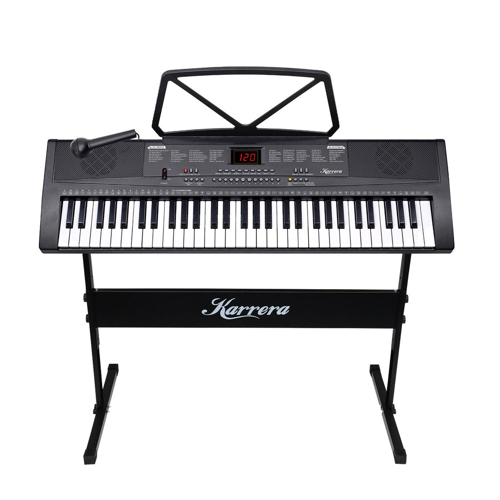 NNEDPE 61-Key Electronic Piano Keyboard 75cm with Stand - Black-0