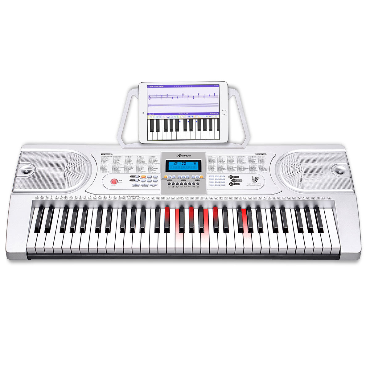 NNEDPE Karrera 61 Keys Electronic LED Keyboard Piano with Stand - Silver-2