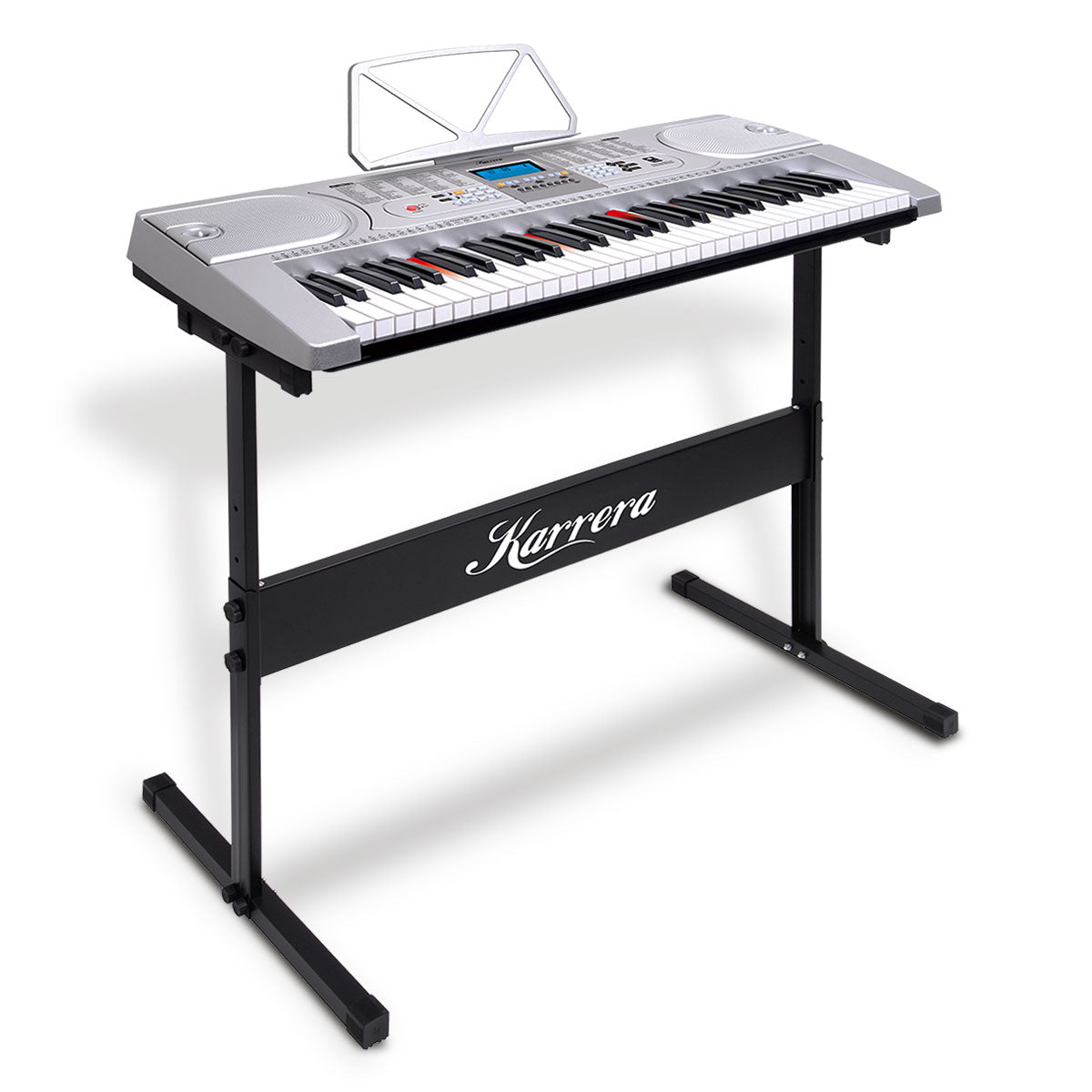NNEDPE Karrera 61 Keys Electronic LED Keyboard Piano with Stand - Silver-3